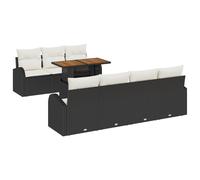 Vidaxl Ensemble De Dîner De Jardin 8 Pièces Avec Coussins Noir En Poly Rattan Noir