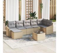 vidaXL Ensemble de Dîner de Jardin de 8 pièces avec Coussins Rattan Poly Noir