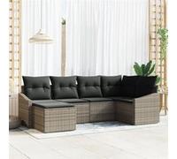 vidaXL Ensemble de Dîners de Jardin 6 Pièces avec Coussins Gris en Rattan 3355458 Gris