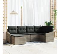 Vidaxl Ensemble De Dîners De Jardin 6 Pièces Avec Coussins Gris En Rattan Gris