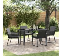 vidaXL Ensemble de jardin 5 pcs noir Poly rotin