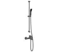 vidaXL Ensemble de Douche Noir 150 cm Acier inoxydable, Robinet de douche élégant en acier inoxydable, haute pression, facile à nettoyer, montage mural, intérieur