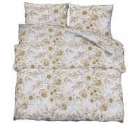 vidaXL Ensemble de housse de couette Blanc et Marron 200x200 cm Coton