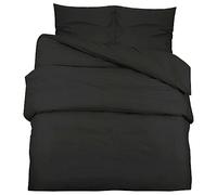 vidaXL Ensemble de Housse de Couette Ensemble de Literie Taie d’Oreiller Chambre à Coucher Maison Intérieur Noir 260x240 cm Microfibre Légère