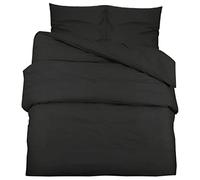 vidaXL Ensemble de Housse de Couette Ensemble de Literie Taie d’Oreiller Chambre à Coucher Maison Intérieur Noir 220x240 cm Microfibre Légère