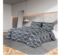 Ensemble de Housse de Couette Ensemble de Literie et Taie d'Oreiller Chambre à Coucher Maison Intérieur Gris 140x200 cm Coton
