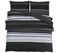 vidaXL Parure de lit Housse de couette avec taie d'oreiller Coton 200x200 cm Noir/Blanc