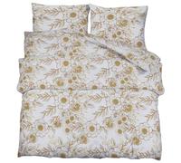 vidaXL Ensemble de housse de couette blanc et marron 140x200 cm Coton
