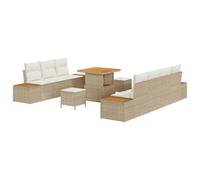 vidaXL Ensemble de Jardin 10 pièces avec Coussins Beiges en Poly Rattan. Parfait pour 6 Personnes. Idéal pour Les patios, balcons, terrasses. Canapés d'été et Lounge modulable.