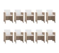 Vidaxl Salon De Jardin Avec Coussins 11 Pcs Résine Tressée Beige