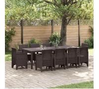 Vidaxl Ensemble De Salle À Manger De Jardin 11 Pièces Avec Coussins Marron Poly Rattan