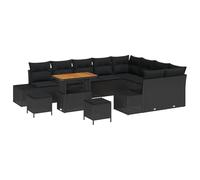 vidaXL Ensemble de Jardin 12 pièces avec Coussins en rotin Noir, Meubles Modernes pour Patio et Balcon, canapé Lounge, sièges modulaires en Acier Peint