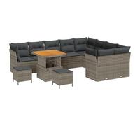 vidaXL Ensemble de Jardin 12 pièces avec des Coussins en rotin Gris, idéal pour 5 Personnes. Parfait pour Un Balcon élégant ou Une terrasse, C'est Un Salon Moderne et Confortable pour se détendre.