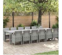 vidaXL Ensemble de Jardin 13 pièces Gris Clair en Poly rotin pour l'extérieur | Table rectangulaire Qui accueille 12 Personnes, Design Moderne, résistant aux UV, Parfaite pour Le Patio, Le Balcon ou