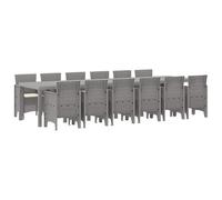 vidaXL Ensemble de Jardin 13 pièces Gris Clair en Poly rotin pour l'extérieur | Table rectangulaire Qui accueille 12 Personnes, Design Moderne, résistant aux UV, Parfaite pour Le Patio, Le Balcon ou
