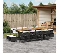 vidaXL Ensemble de jardin 15 pièces avec coussins Noir Poly Rattan