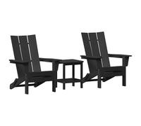 Ensemble De Jardin 3 Pièces Vidaxl Noir Hdpe, Chaise Adirondack Pliable Vidaxl Noire 74,5x80,5x90 Cm Hdpe, Table D'appoint Adirondack Vidaxl Noire 38x38x45 Cm Hdpe