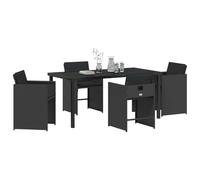 vidaXL Ensemble de Jardin 5 pièces avec Coussins en Rattan Noir, Table et chaises pour l'extérieur, idéal pour 4 Personnes. Mobilier Amovible pour Balcon, Coin Salon ou terrasse. Parfait pour Un été