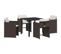 vidaXL Ensemble de Jardin 5 pièces avec Coussins Marron en rotin synthétique. Parfait pour l'extérieur, ça Comprend Une Table et des chaises pour 4 Personnes. Idéal pour Un Coin Salon sur Le Balcon o