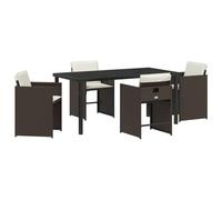 vidaXL Ensemble de Jardin 5 pièces avec Coussins, Table et chaises en polyrotin Marron, Parfait pour l'extérieur. Idéal pour 4 Personnes, Meubles de Balcon et de Patio Amovibles. Un Coin détente Mode