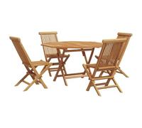 vidaXL Ensemble de Jardin 5 pièces : chaises Pliantes et Table carrée en Teck. Idéal pour l'extérieur, Parfait pour Un Patio Moderne ou Une terrasse d'été. Design Minimaliste.
