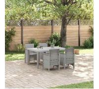 vidaXL Ensemble de jardin 5 pièces en poly rotin gris clair avec 4 chaises - Mobilier d'extérieur pour l'été 3378707