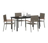 vidaXL Ensemble de Jardin 5 pièces en Poly rotin Gris | Table rectangulaire Moderne Qui résiste à la météo avec 4 chaises Confortables, idéal pour Le Balcon et Le Patio, Parfait pour se détendre.