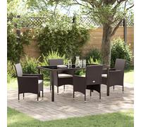Vidaxl Ensemble De Jardin 5 Pièces Marron Rotin Poly