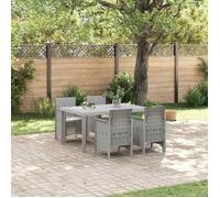 vidaXL Ensemble de jardin 5 pièces - Table et 4 chaises en poly rattan gris clair, parfait pour l'extérieur 3378711