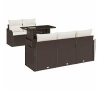 vidaXL Ensemble de Jardin 6 pièces avec Coussins Marron en rotin synthétique. Meubles d'extérieur modulables Super Confortables pour Le Patio ou la terrasse. Assises contemporaines et imperméables.