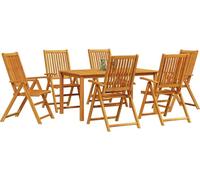 vidaXL Ensemble de Salle à Manger pour Jardin 7 pcs Marron, Ensemble de Jardin, Table Rustique, Meubles d'extérieur pliants, Rangement Compact, Bois Acacia résistant