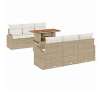 vidaXL Ensemble de Jardin 7 pièces avec Coussins Beiges en Poly rotin. Parfait pour la terrasse ou Le Balcon, ce Salon modulable a Un Design Moderne et écolo, idéal pour l'été.