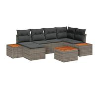 vidaXL Ensemble de Jardin 7 pièces, avec des Coussins en Poly rotin Gris. T'as des sièges d'extérieur réglables, Parfaits pour Le Balcon ou la terrasse. Canapé Lounge modulable pour Le Jardin.