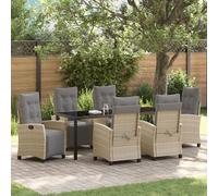 Vidaxl Ensemble De Jardin 7 Pièces Beige Rattan Poly