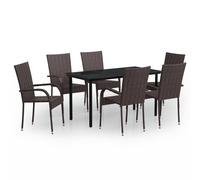 vidaXL Ensemble de salle à manger d'extérieur 7 pcs Marron et noir