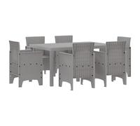 vidaXL Ensemble de Jardin 7 pièces en Poly rotin Gris Clair avec 6 chaises, Parfait pour ta terrasse en été