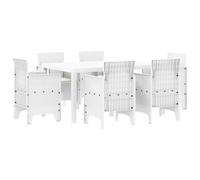vidaXL Ensemble de jardin 7 pcs blanc Polt rotin