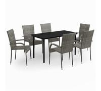 Vidaxl Ensemble De Salle À Manger De Jardin 7 Pcs Gris Et Noir Gris