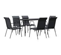 vidaXL Ensemble de jardin 7 pièces noir acier et textilène