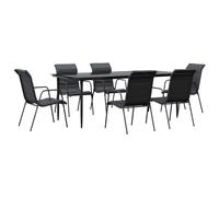vidaXL Ensemble de jardin 7 pièces noir acier et textilène