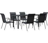vidaXL Ensemble de jardin 7 pièces noir acier et textilène
