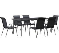 vidaXL Ensemble de jardin 7 pièces noir acier et textilène