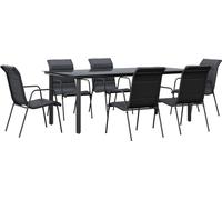 vidaXL Ensemble de jardin 7 pièces noir acier et textilène