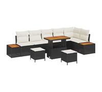 vidaXL Ensemble de Jardin 9 pièces avec Coussins, en Poly rotin et Bois d'acacia, Moderne et modulable. Parfait pour Les balcons, patios et Jardins. Idéal pour Votre terrasse ou Salle à Manger.