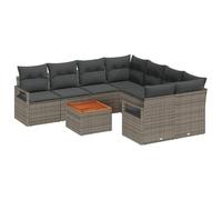 vidaXL Ensemble de canapé de jardin avec coussins 9 pcs Gris Poly Rattan