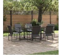 vidaXL Ensemble de jardin 9 pièces avec coussins, table et chaises en métal extensibles, design rectangulaire moderne, 3335859