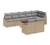 vidaXL Ensemble de canapé de Jardin 9 pièces avec Coussins en Poly Rattan Noir