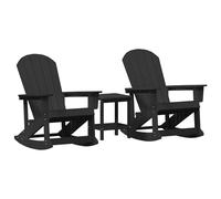 vidaXL Ensemble de Jardin avec Table, Ensemble de Meubles de Jardin Noir en HDPE, Taille Moyenne, Style Traditionnel, Design à Lattes, accoudoirs Confortables, fauteuils à Bascule pour la terrasse et