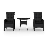 vidaXL Ensemble de jardin bistrot 3 pièces Poly rotin noir