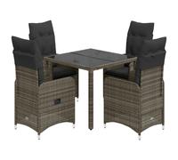 vidaXL Ensemble de jardin bistrot 5 pièces avec coussins Gris Poly rotin